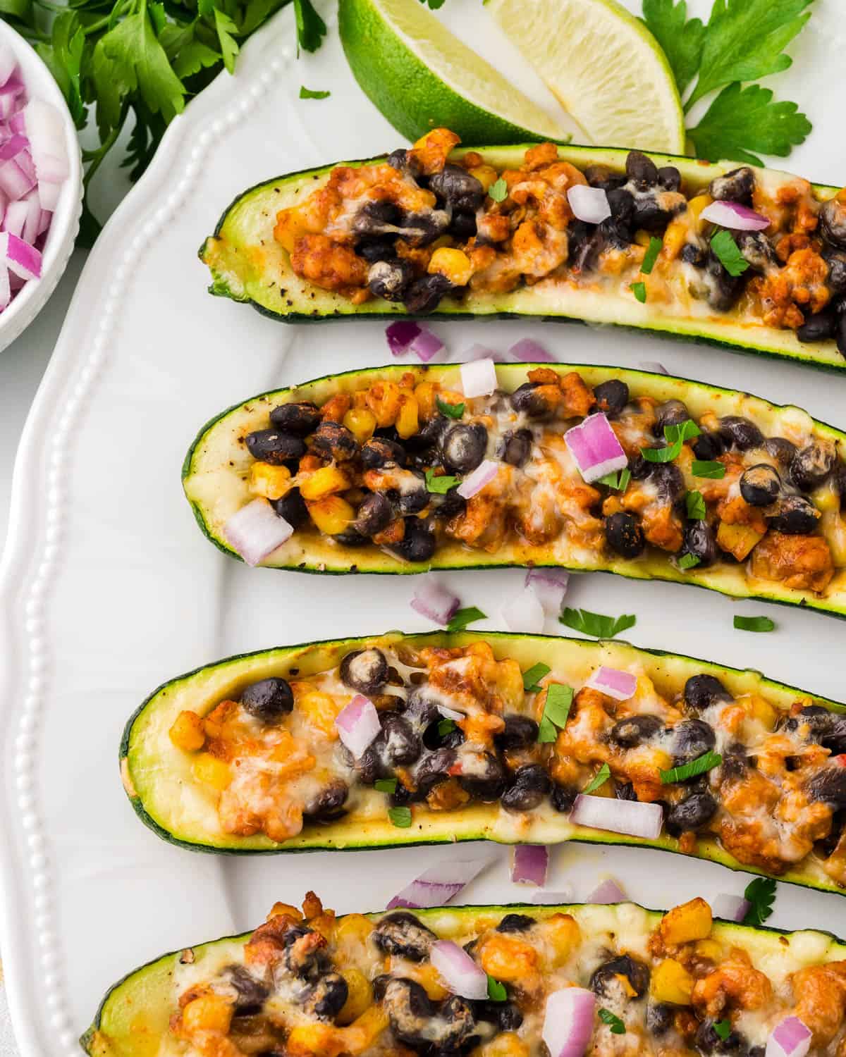 Taco Stuffed Zucchini Boats 3 Zucchini taco boats